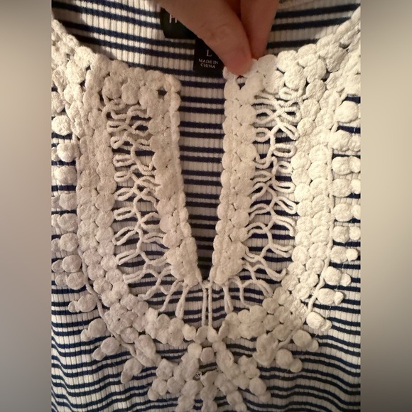 Blue and White Striped Sleeveless Dress - Picture 3 of 7